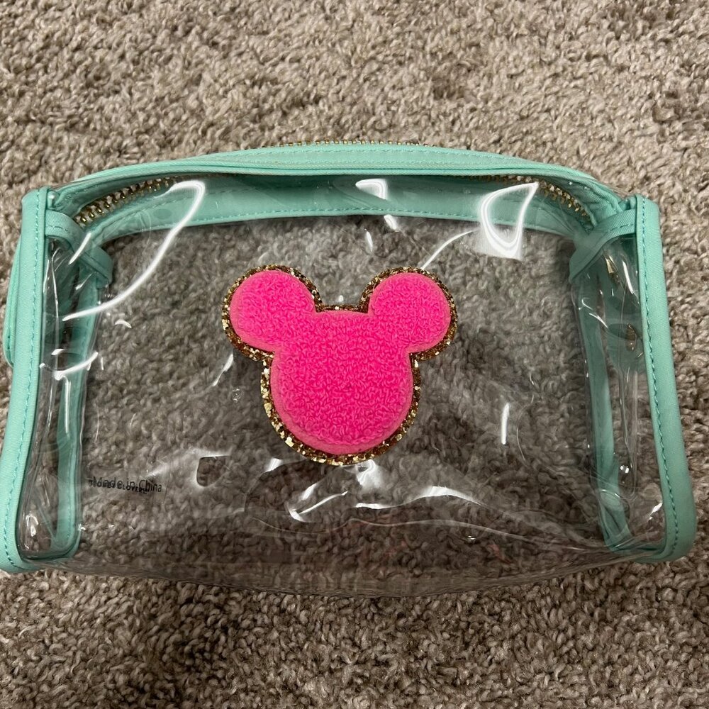Stoney Clover Lane Clear Cosmetic Bag with Pink and Gold Patch